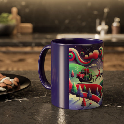 Festive Reindeer Flight Colorful Mugs (11oz, 15oz)