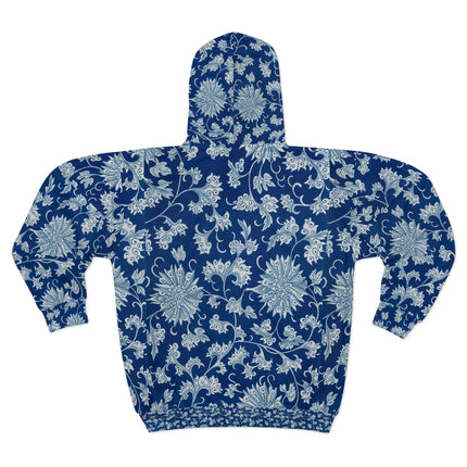 Blue Flower Pattern by Owen Jones Zip Hoodie (AOP)