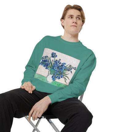 Irises by Vincent Van Gogh Unisex Garment-Dyed Sweatshirt