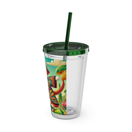 Dragon Dance on Wheels Sunsplash Tumbler with Straw, 16oz