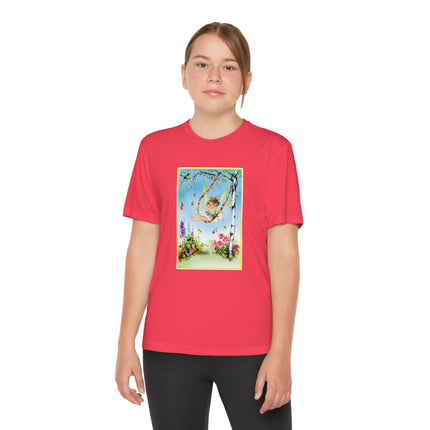 Spring Fairy's Floral Swing Youth Competitor Tee – Garden Magic & Whimsical Adventure