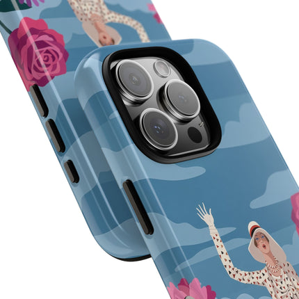 🌺👒 The Grand Flower Promenade Phone Case – Art Deco Fashion Illustration