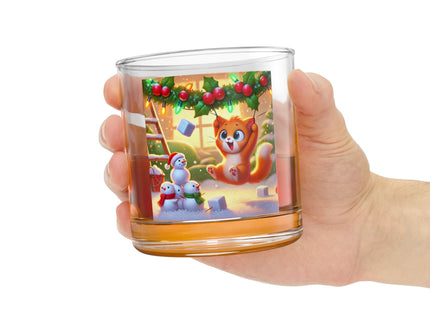 Naughty or Nice Kitten Christmas Rocks Glass, 10oz