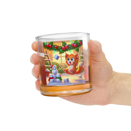 Naughty or Nice Kitten Christmas Rocks Glass, 10oz
