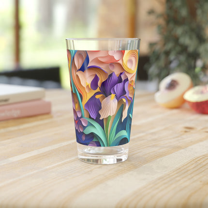 The Elegant Iris Flower Glass, 16oz