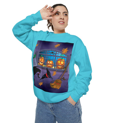 Whimsical Halloween Mischief Unisex Garment-Dyed Sweatshirt