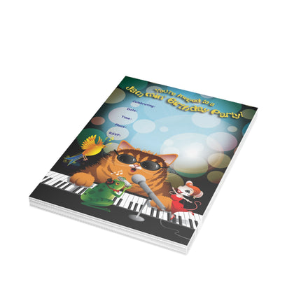Jazz Cat Party Invitation! Bundles of 10, 30, 50 Pieces Available (envelopes included)
