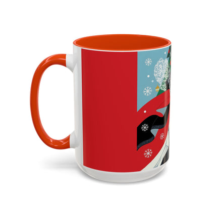 ❤️ The Lady Of The Crimson Scarf Colorful Mug – Art Deco Christmas Elegance