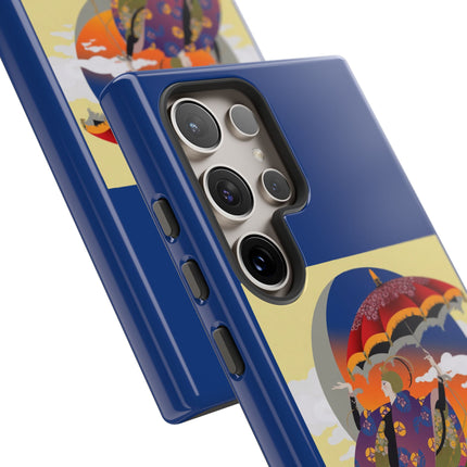 Parasol Sunset Geisha Phone Case – Elegant Twilight Grace