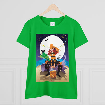 Moonlit Pirate Halloween Women's Midweight Cotton Tee