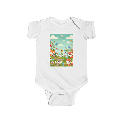 Fox Cub Meadow Play Baby Bodysuit – Whimsical Fox Design