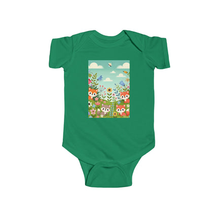 Fox Cub Meadow Play Baby Bodysuit – Whimsical Fox Design