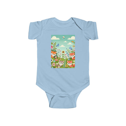 Fox Cub Meadow Play Baby Bodysuit – Whimsical Fox Design