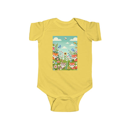 Fox Cub Meadow Play Baby Bodysuit – Whimsical Fox Design