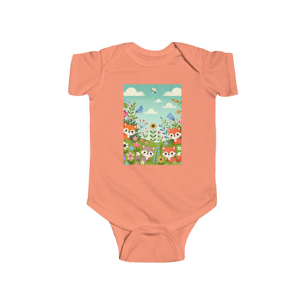 Fox Cub Meadow Play Baby Bodysuit – Whimsical Fox Design