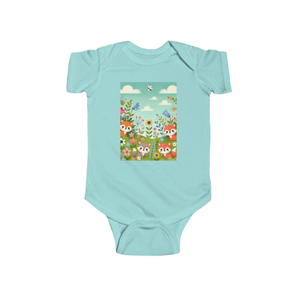 Fox Cub Meadow Play Baby Bodysuit – Whimsical Fox Design