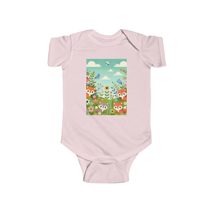 Fox Cub Meadow Play Baby Bodysuit – Whimsical Fox Design
