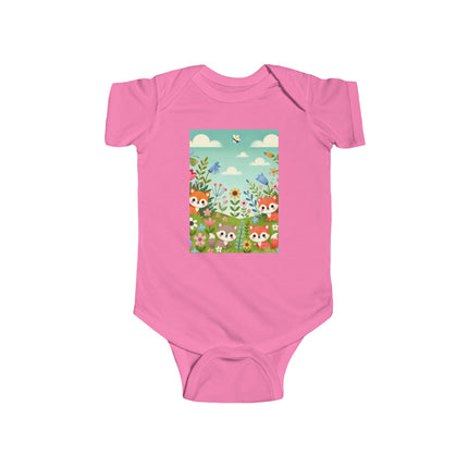 Fox Cub Meadow Play Baby Bodysuit – Whimsical Fox Design
