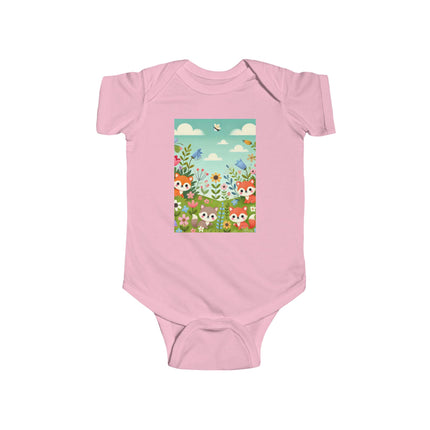 Fox Cub Meadow Play Baby Bodysuit – Whimsical Fox Design