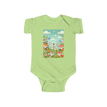Fox Cub Meadow Play Baby Bodysuit – Whimsical Fox Design