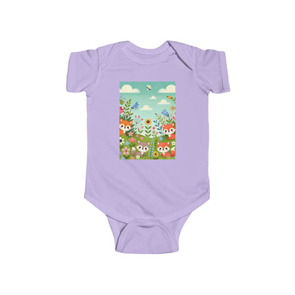 Fox Cub Meadow Play Baby Bodysuit – Whimsical Fox Design