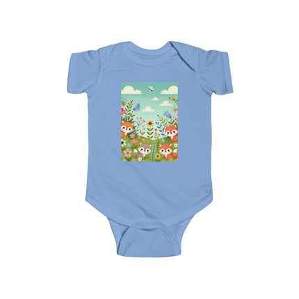 Fox Cub Meadow Play Baby Bodysuit – Whimsical Fox Design