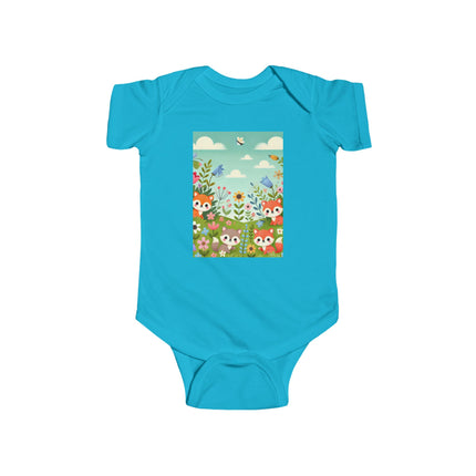 Fox Cub Meadow Play Baby Bodysuit – Whimsical Fox Design