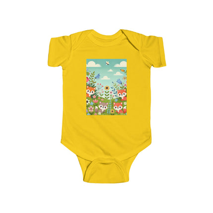 Fox Cub Meadow Play Baby Bodysuit – Whimsical Fox Design