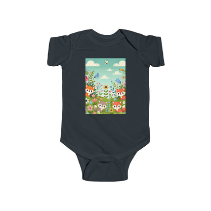 Fox Cub Meadow Play Baby Bodysuit – Whimsical Fox Design