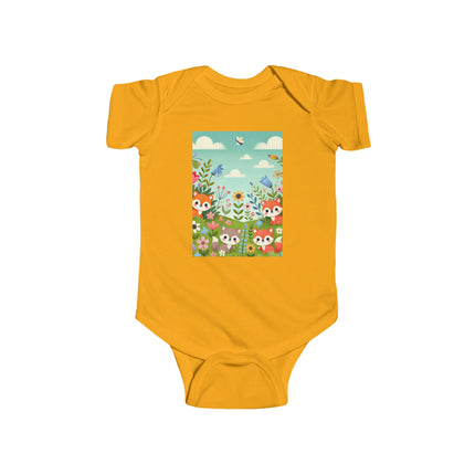 Fox Cub Meadow Play Baby Bodysuit – Whimsical Fox Design
