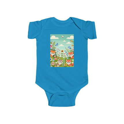 Fox Cub Meadow Play Baby Bodysuit – Whimsical Fox Design
