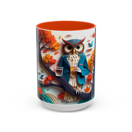 Owl at an Autumn Park Colorful Mugs (11oz, 15oz)