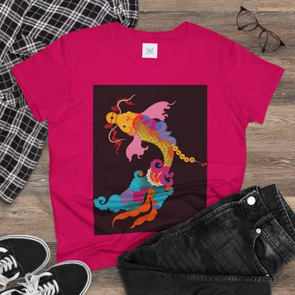 Golden Koi Women's Midweight Cotton Tee – Prosperity & Vibrant Energy