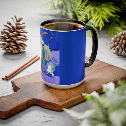 Wishes Beneath the Comet Sky Colorful Mug (11oz, 15oz) – Celestial Magic, Art Deco Elegance & Dreamy Wonder