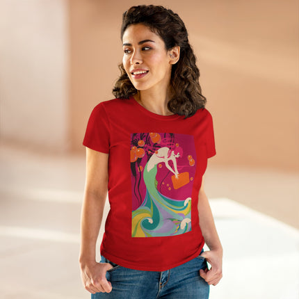 Mermaid Dive Women's Midweight Cotton Tee – Joyful Underwater Fantasy
