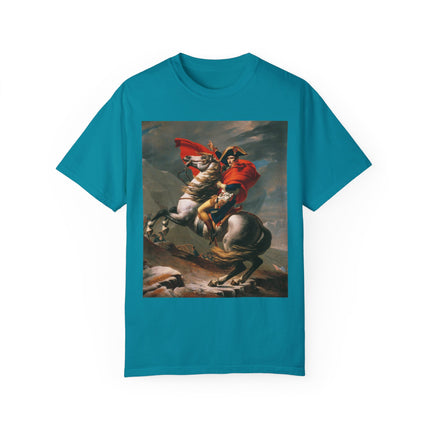 Napoleon Crossing the Alps by Jacques-Louis David Unisex Garment-Dyed T-shirt