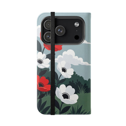 🌺🎩 The Ladies Of The Scarlet Garden Flip Case – Art Deco Floral Adventure