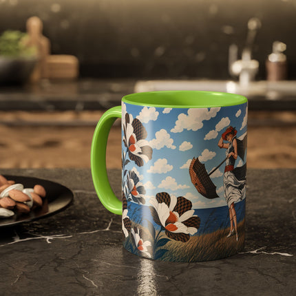 🌊🌼 The Windswept Seaside Promenade Colorful Mug – Art Deco Coastal Elegance
