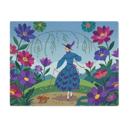🌸🐕 The Lady Of The Flower Walk Placemat – Art Deco Garden Promenade