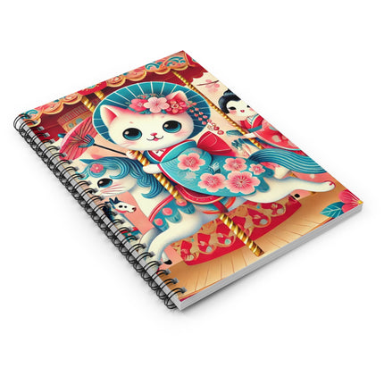 Geisha Kitten's Enchanted Carousel Ride Spiral Notebook - Ruled Line