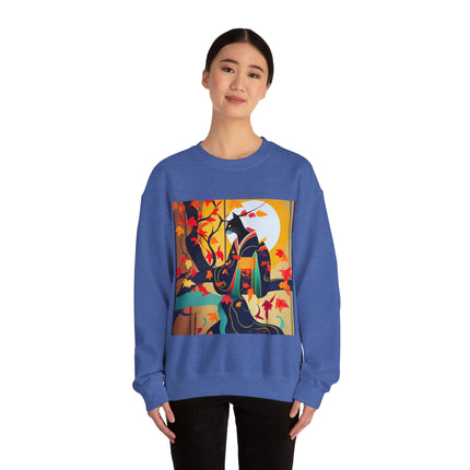 Black Cat in Kimono Unisex Heavy Blend™ Crewneck Sweatshirt