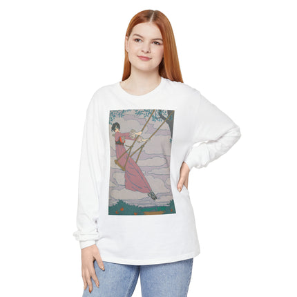 La balançoire by Georges Lepape Garment-dyed Long Sleeve T-Shirt