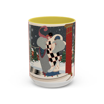 ❄️✨ The Winter Couture Promenade Colorful Mug – Art Deco Holiday Elegance