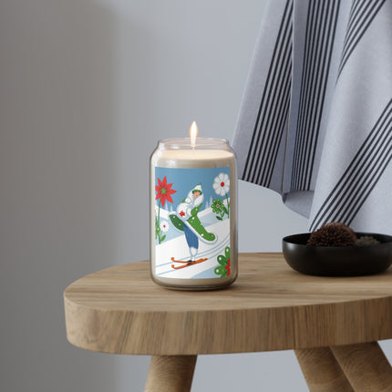 🎿❄️ The Winter Garden Skier Scented Soy Candle – Whimsical Holiday Fantasy
