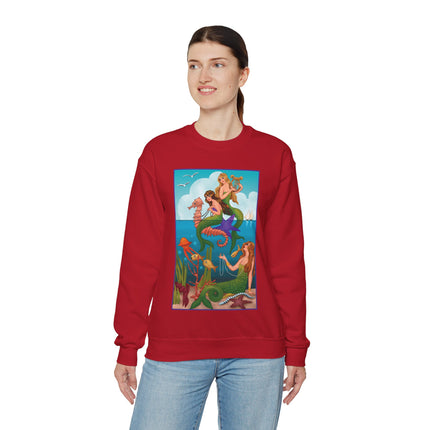 Three Mermaids with Strings of Pearls by Carlo Chiostri Heavy Blend™ Crewneck Sweatshirt