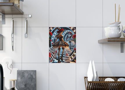 Halloween Witch Through the Mirror Ceramic Tile