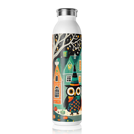 Night of the Trick-or-Treating Owlets Slim Water Bottle