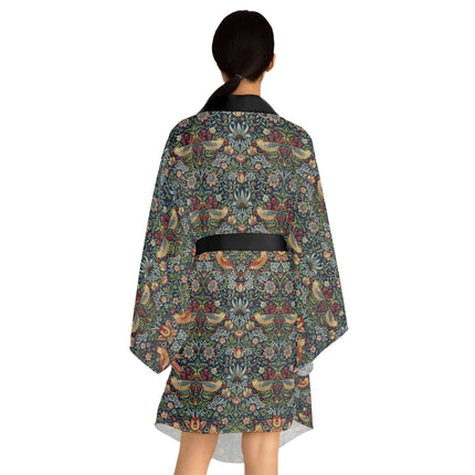 Strawberry Thief by William Morris Long Sleeve Kimono Robe (AOP)