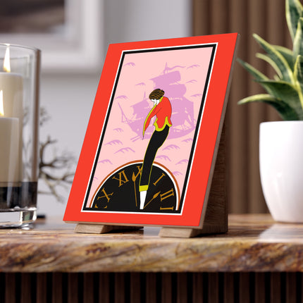 Woman Waiting for her Beloved at 1:59 by Kobayashi Kaichi Ceramic Tile