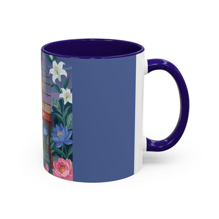 Whispers to the Golden Songbird Colorful Mugs – Art Deco Garden Elegance